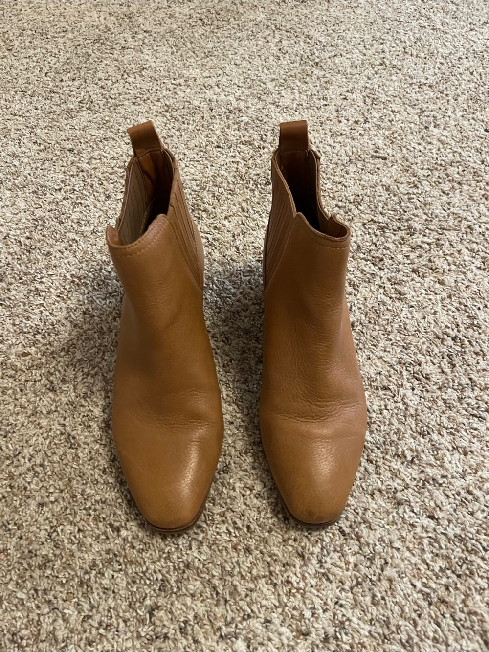 Lucky Brand Women's Cognac Leather Chelsea Ankle Boots